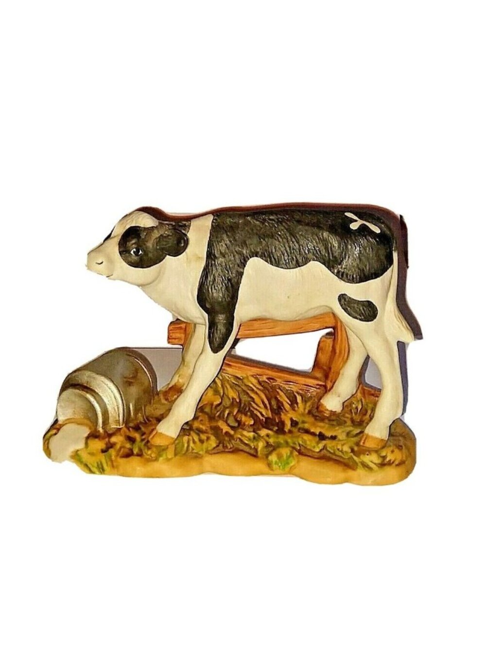 Homco Cow Figurine #1459 Spilled Milk Vintage Home Interiors Ceramic Decor
